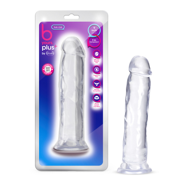 B Yours Plus - Thrill n' Drill - Clear-Dildos & Dongs-OUR LAVENDER