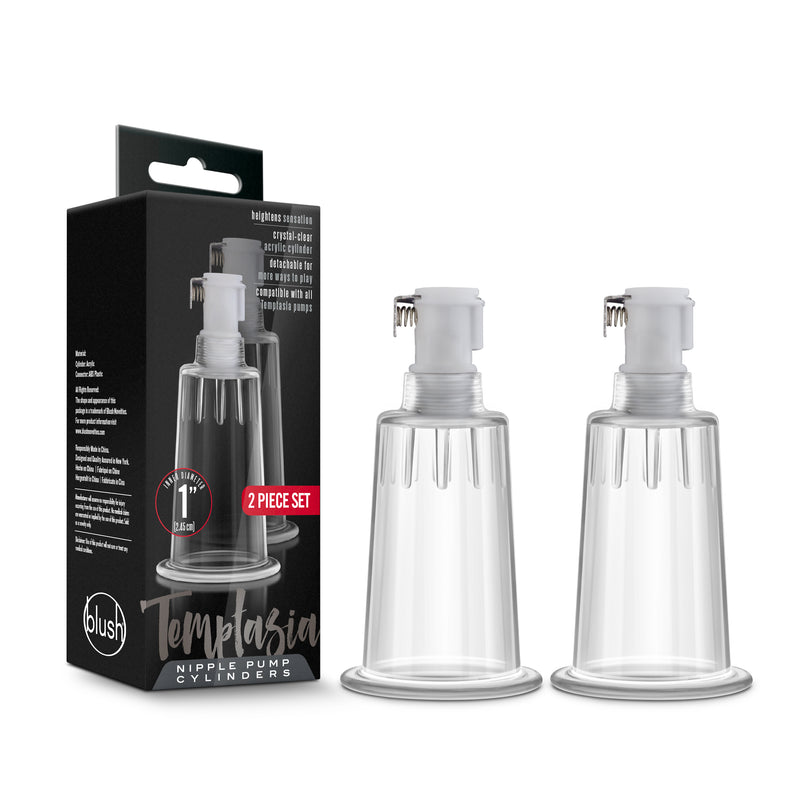 Temptasia Nipple Pumping Cylinders Set of 2 (1 Inch Diameter) - Clear-Pumps & Enlargers-OUR LAVENDER