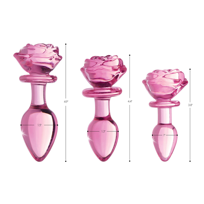 Pink Rose Glass Anal Plug - Large-Anal Toys & Stimulators-OUR LAVENDER