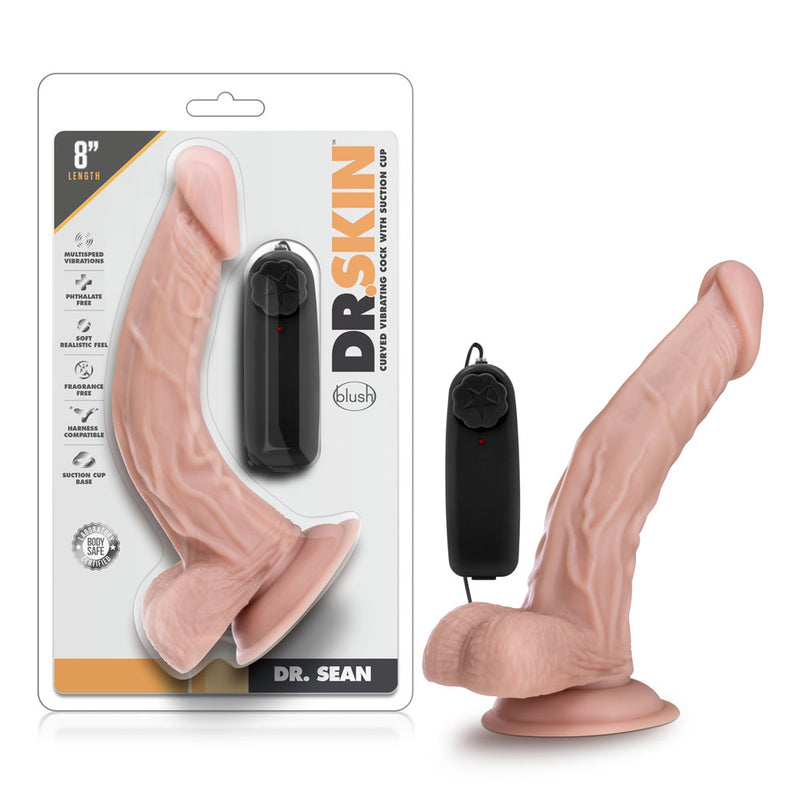 Dr. Skin - Dr. Sean - 8 Inch Vibrating Cock With Suction Cup - Vanilla-Vibrators-OUR LAVENDER