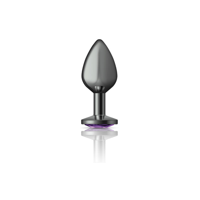 Cheeky Charms-Gunmetal Metal Butt Plug- Round-Deep Purple-Medium-Anal Toys & Stimulators-OUR LAVENDER