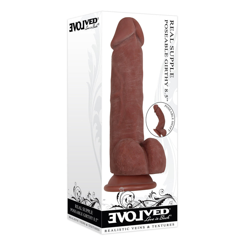 Real Supple Poseable Girthy Dark 8.5 Inch-Dildos & Dongs-OUR LAVENDER