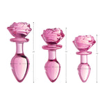 Pink Rose Glass Anal Plug - Medium-Anal Toys & Stimulators-OUR LAVENDER