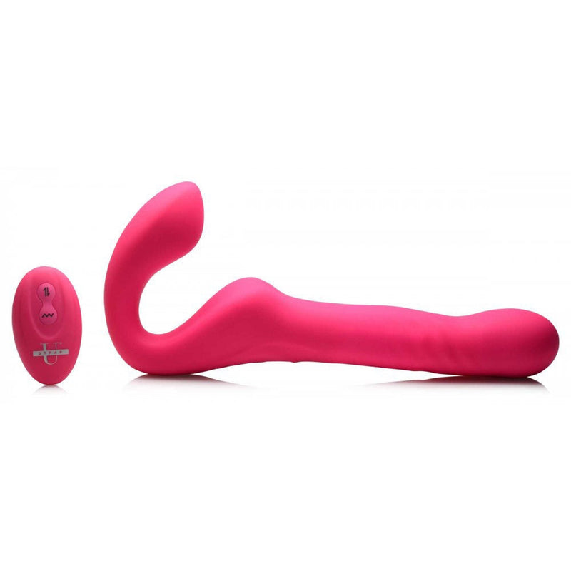 Mighty-Thrust Thrusting and Vibrating Strapless  Strap-on With Remote  - Pink SU-AG934