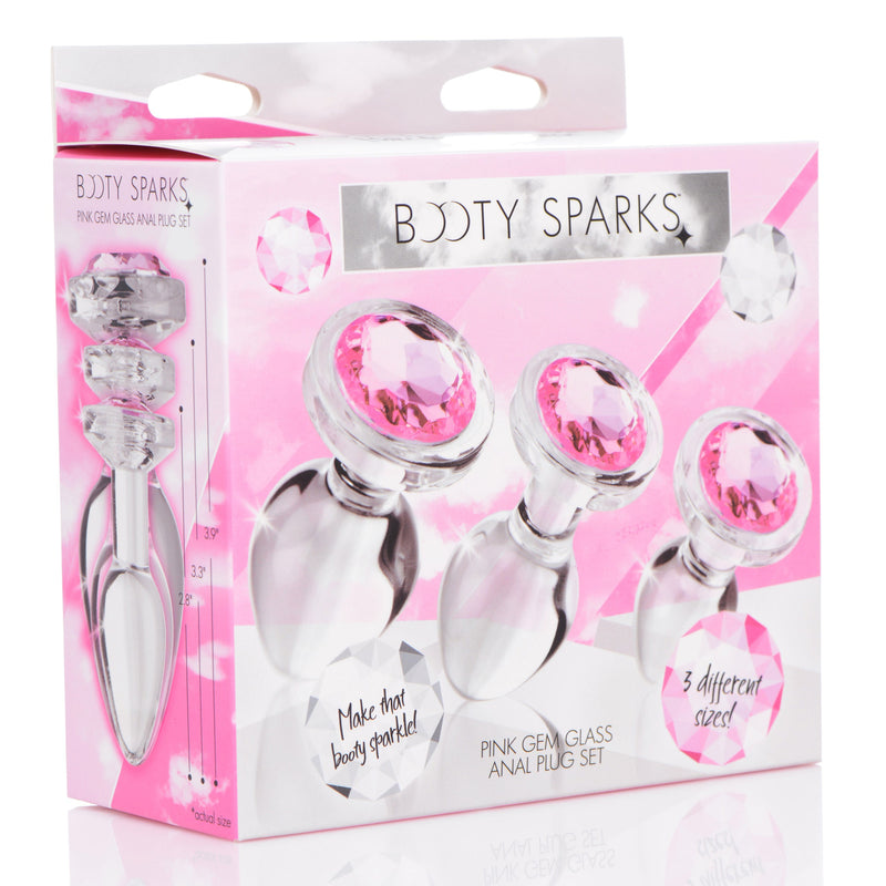 Pink Gem Glass Anal Plug Set-Anal Toys & Stimulators-OUR LAVENDER