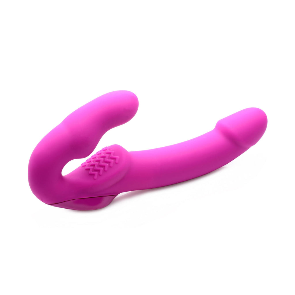 Evoke Rechargeable Vibrating Silicone Strapless Strap on - Pink SU-AF624-PINK