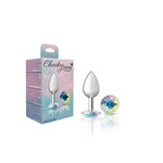 Cheeky Charms-Silver Metal Butt Plug- Round-Clear-Small-Anal Toys & Stimulators-OUR LAVENDER