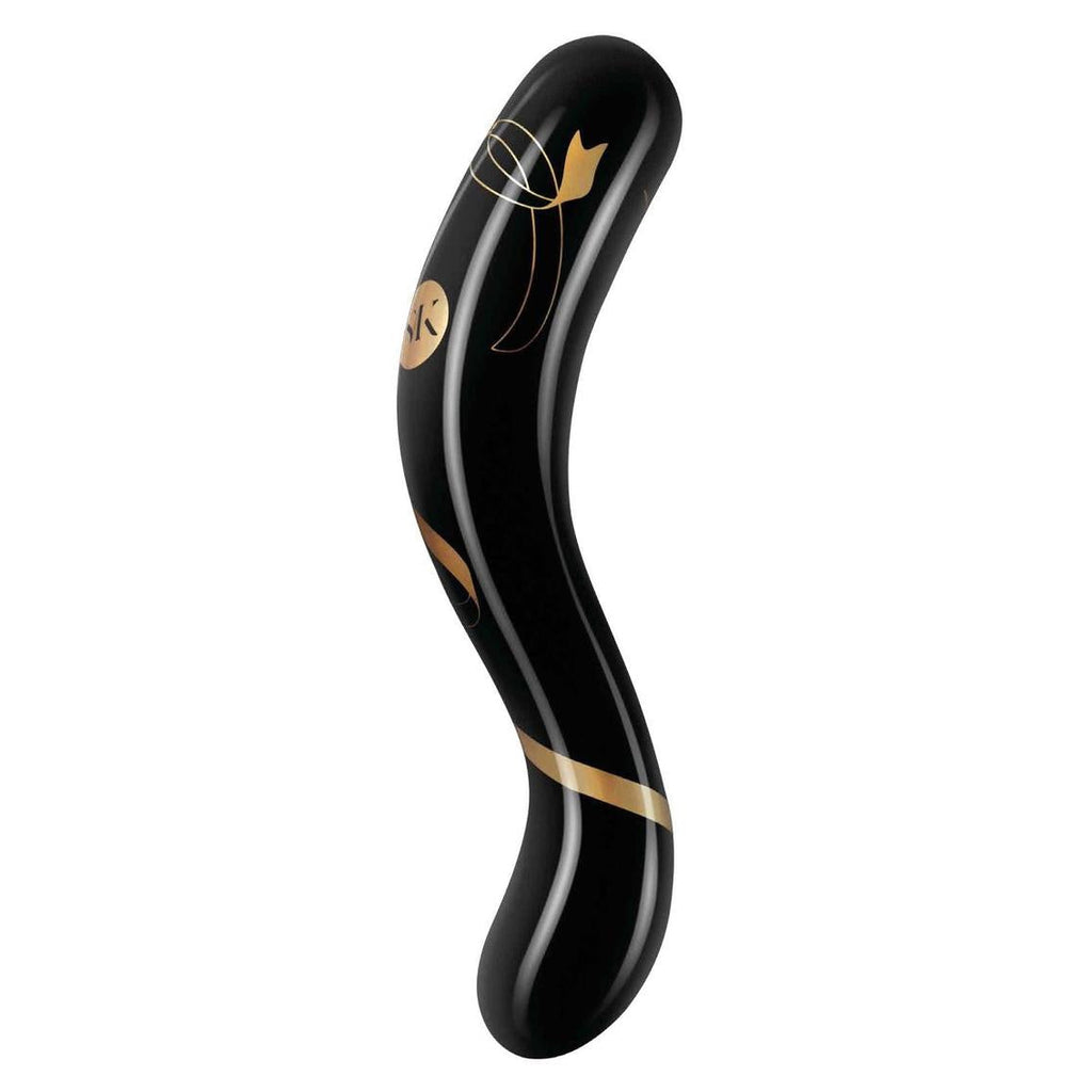 Secret Kisses - 7 Inch Handblown Double Ended  Dildo - Black SK-3006