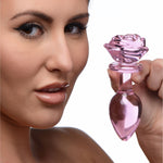 Pink Rose Glass Anal Plug - Large-Anal Toys & Stimulators-OUR LAVENDER