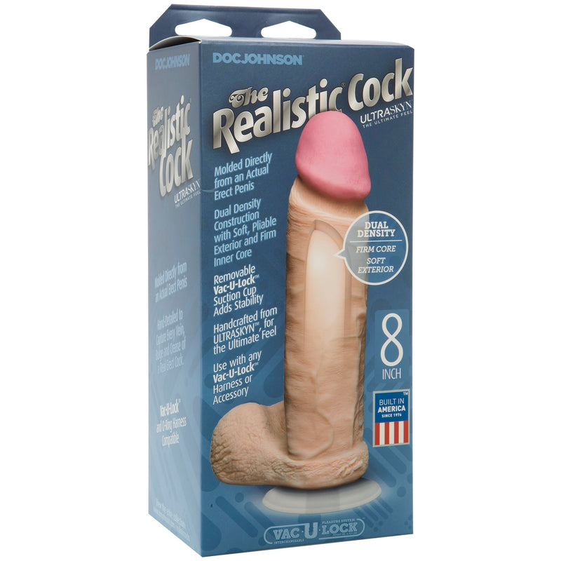 The Realistic Cock Ultraskyn 8 Inch - White-Dildos & Dongs-OUR LAVENDER