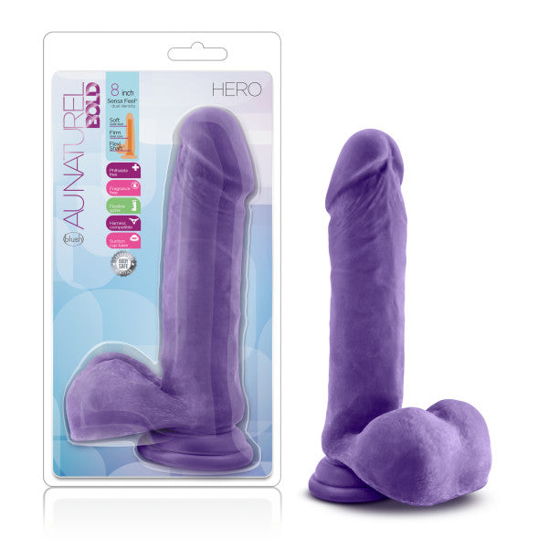 Au Natural - Bold - Hero - 8 Inch Dildo - Purple-Dildos & Dongs-OUR LAVENDER