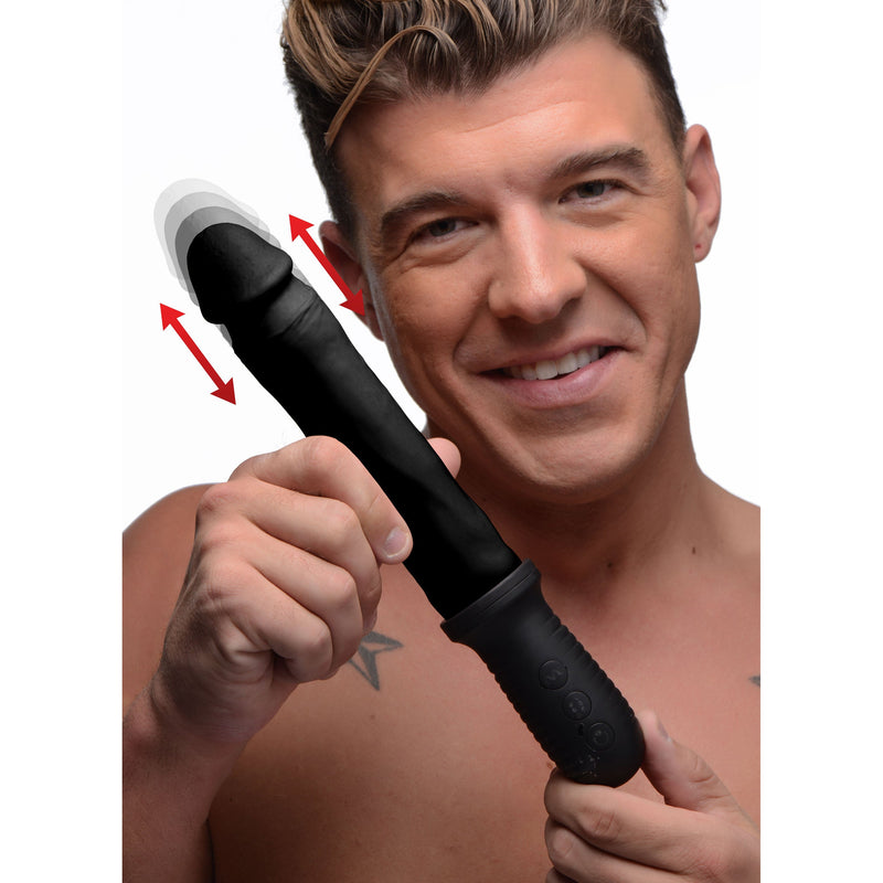 8x Auto Pounder Vibrating and Thrusting Dildo With Handle - Black-Dildos & Dongs-OUR LAVENDER
