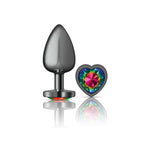 Cheeky Charms-Gunmetal Metal Butt Plug- Heart-Rainbow-Large VB-CC9134