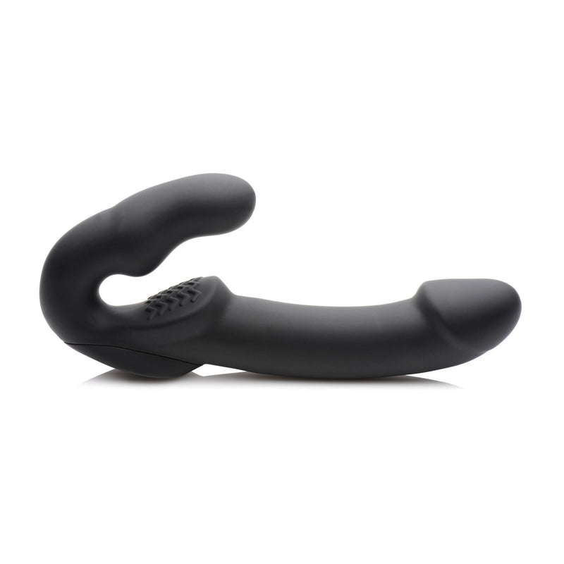 Evoke Rechargeable Vibrating Silicone Strapless Strap on - Black-Harnesses & Strap-Ons-OUR LAVENDER