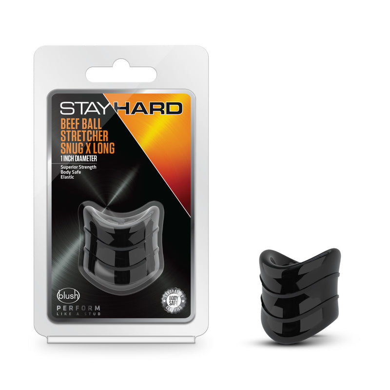 Stay Hard - Beef Ball Stretcher Snug X Long - 1 Inch Diameter - Black-Cockrings-OUR LAVENDER
