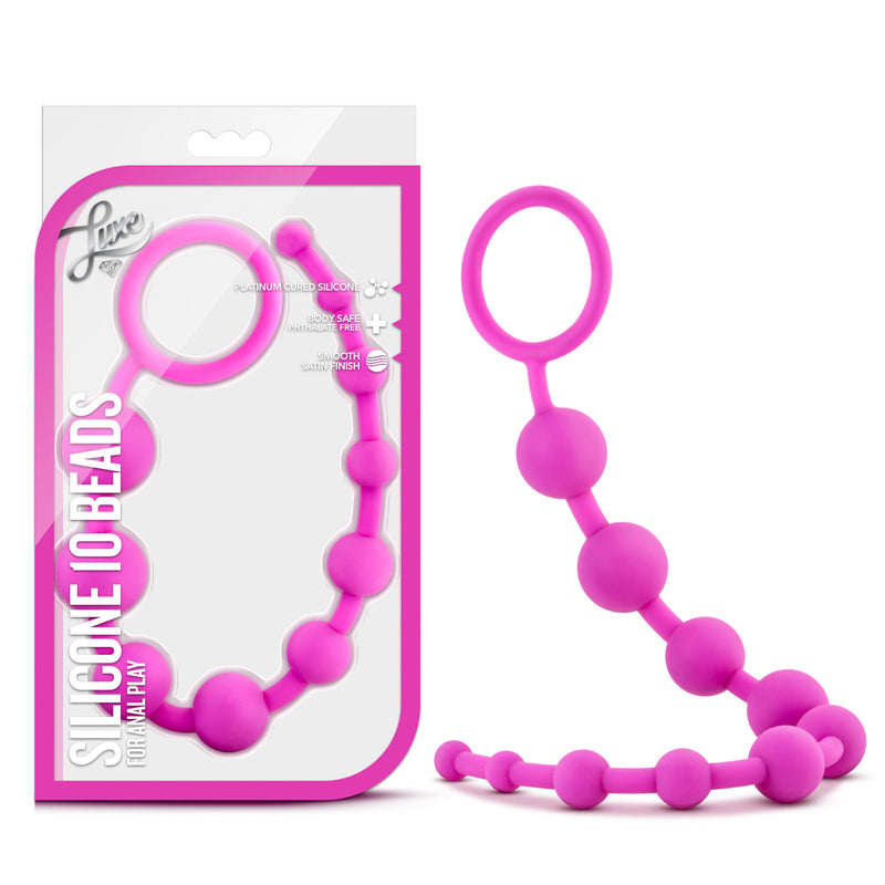 Luxe Silicone 10 Beads - Fuchsia-Anal Toys & Stimulators-OUR LAVENDER